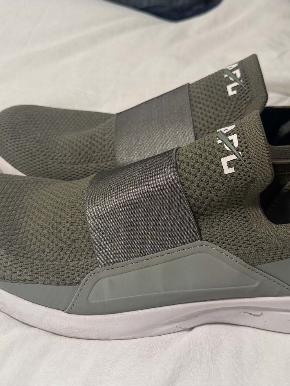 APL Slip-On Knit Sneakers in Olive and Gray